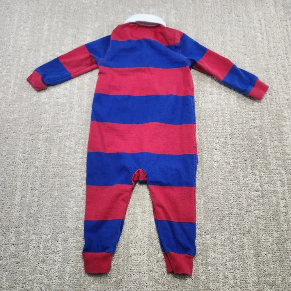 Ralph Lauren Rugby Coverall Romper Kids 12 Months‎ Polo All Stars Chunky Striped